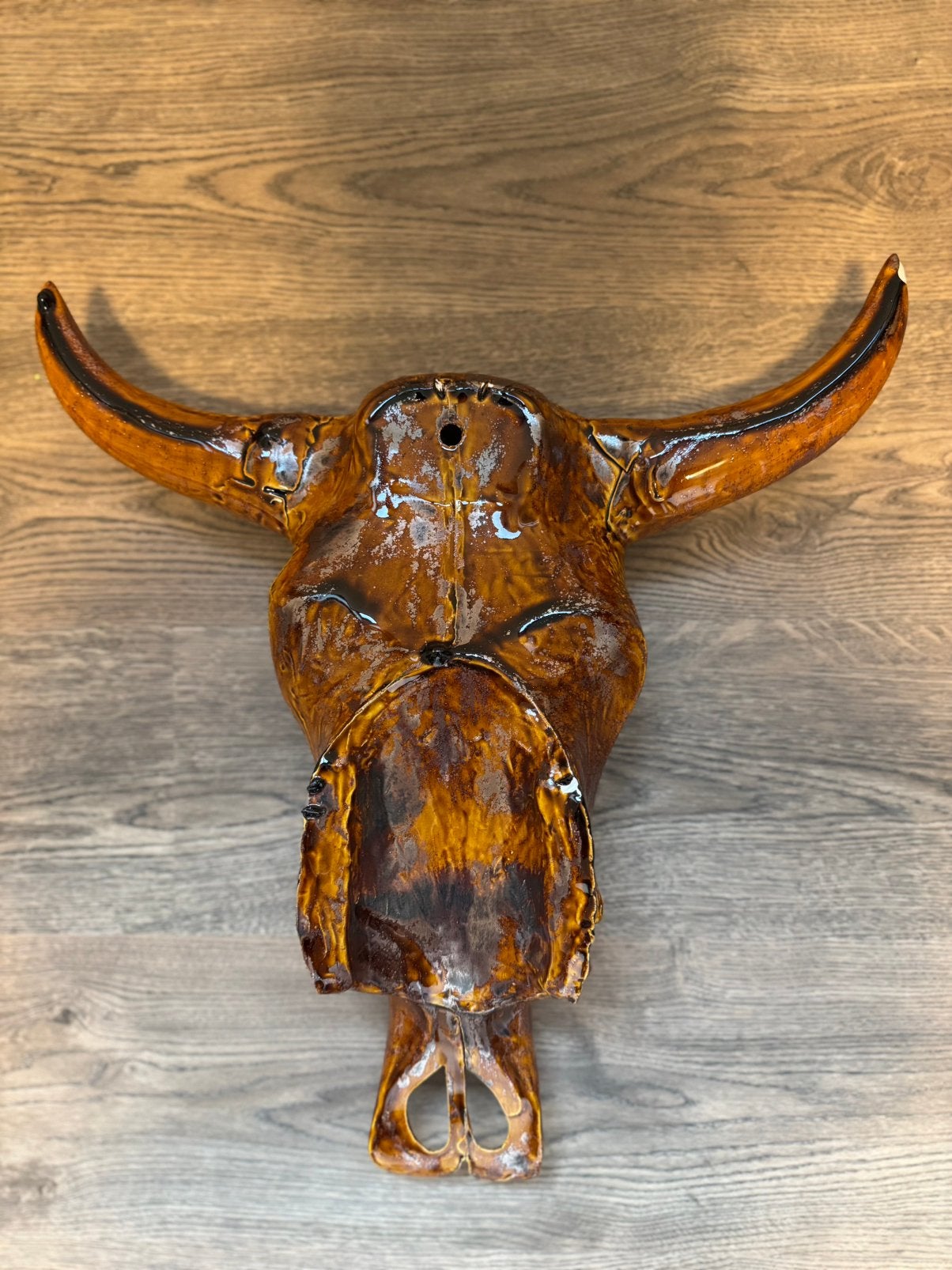Keramieken handgemaakte Laulabel skull goud/brons, Ophalen, Wandhanger, Steen/keramiek, Handgemaakt