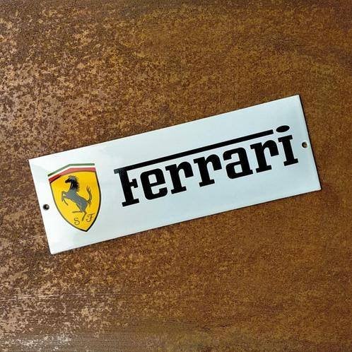 Emaille Reclamebord FERRARI Wit Garage Vintage Plaat Plaque, Envoi, Utilisé, Panneau publicitaire