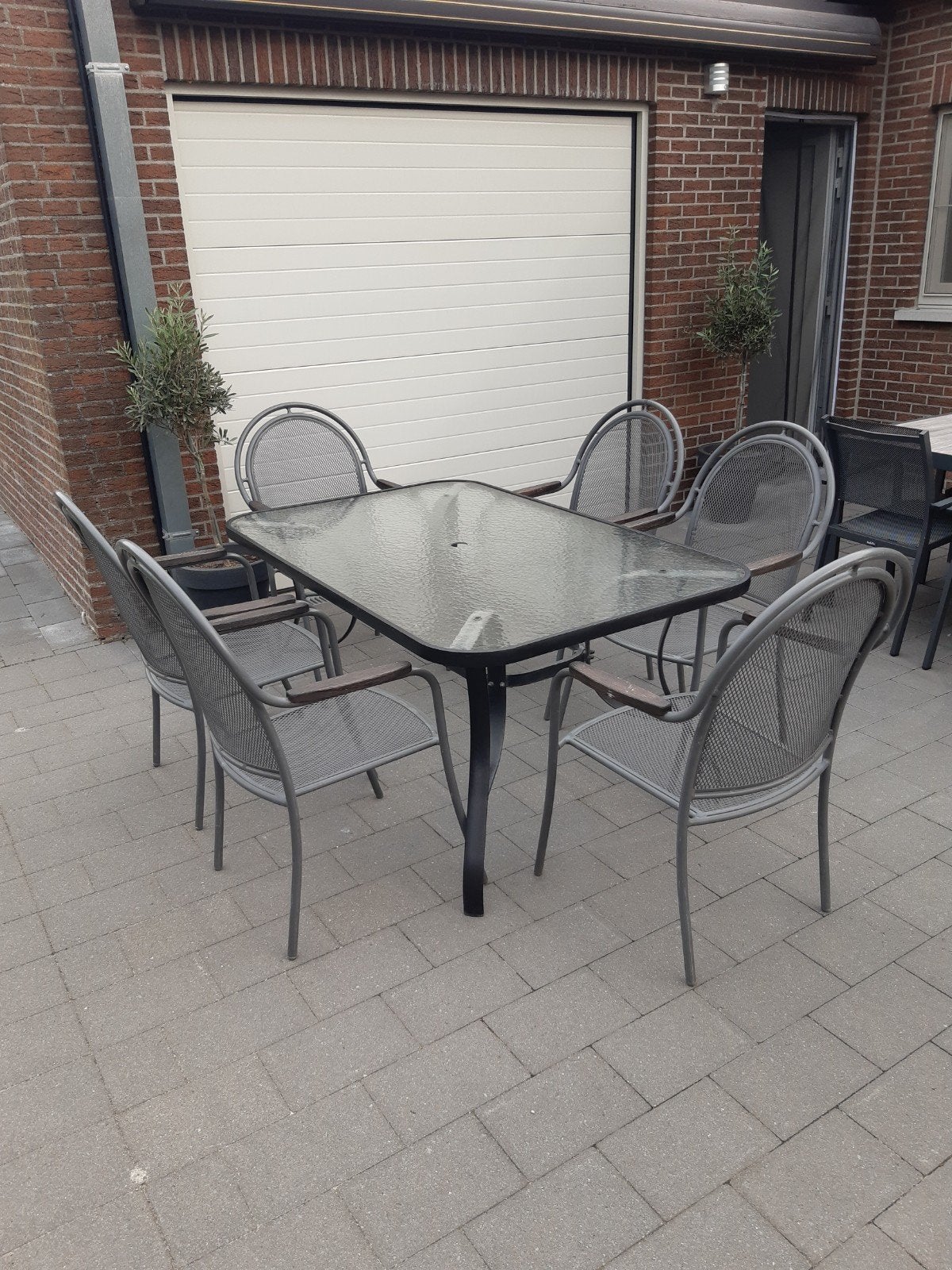 tuintafel met 6 stoelen, Tuin en Terras, Tuintafels, Ophalen, Gebruikt, Ovaal, Metaal