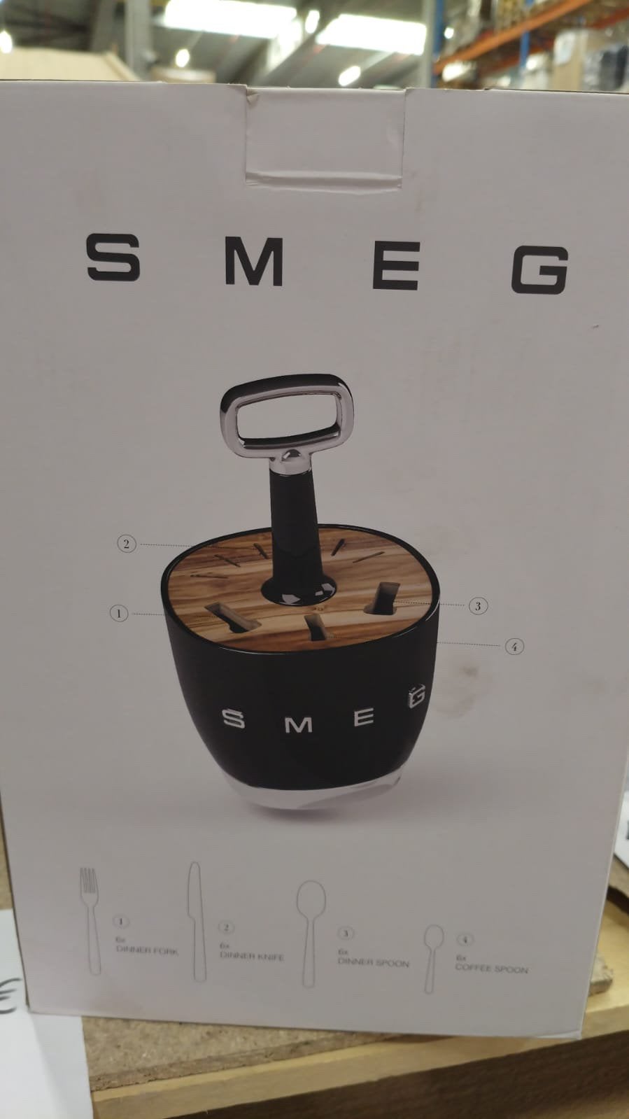 Bloc / Support de rangement pour couverts Smeg - Noir & Bois, Maison & Meubles, Enlèvement ou Envoi, Comme neuf, Bois