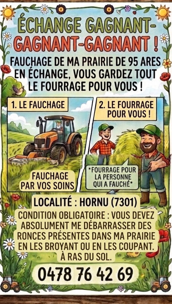 Fourrage a donner contre coupe, Articles professionnels, Enlèvement