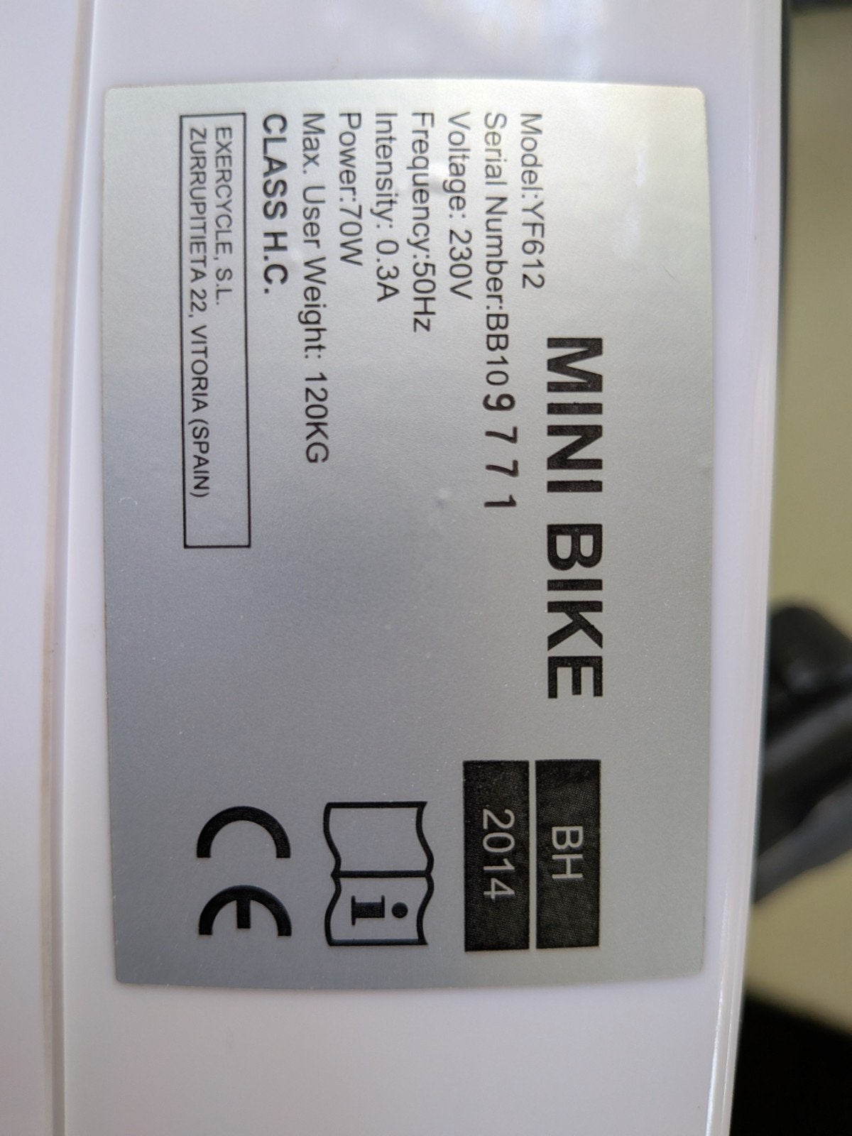 BH Tecnovita BH Tecnovita YF612 Mini Bike Mini Bike, Ophalen, Benen, Hometrainer