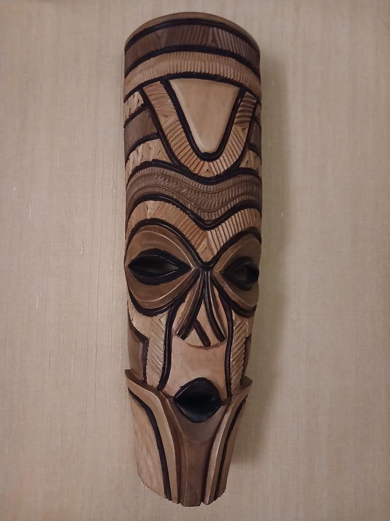 Zuid-Afrikaans wandmasker van exotisch hout - 65x22x12 cm, Ophalen