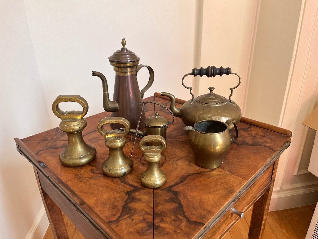 Lot bronzen/ koperen? decoratie, Antiek en Kunst, Curiosa en Brocante, Ophalen