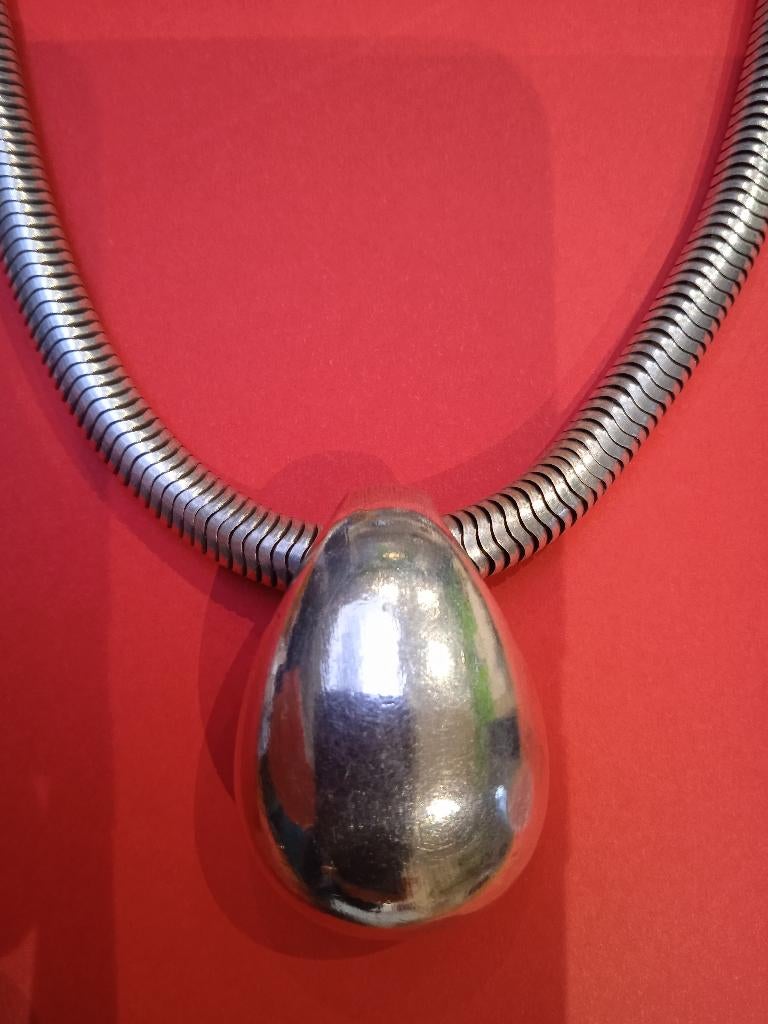 Ancien collier vintage maille serpent UBU PARIS, Bijoux, Sacs & Beauté, Enlèvement, Comme neuf, Argent, Autres matériaux