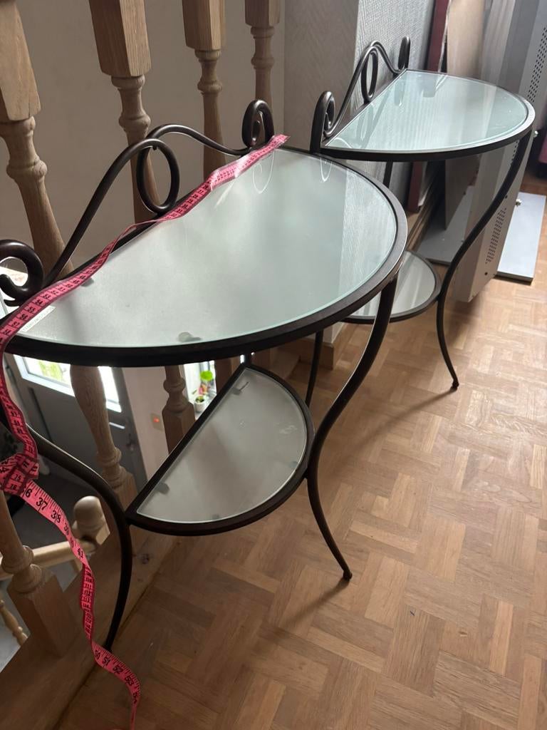 Twee nachtkastjes met glas, Enlèvement, Comme neuf, Verre