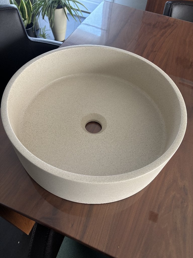 Ronde waskom in crème terrazzo  39 cm, Bricolage & Construction, Enlèvement, Neuf, Pierre, Lavabo