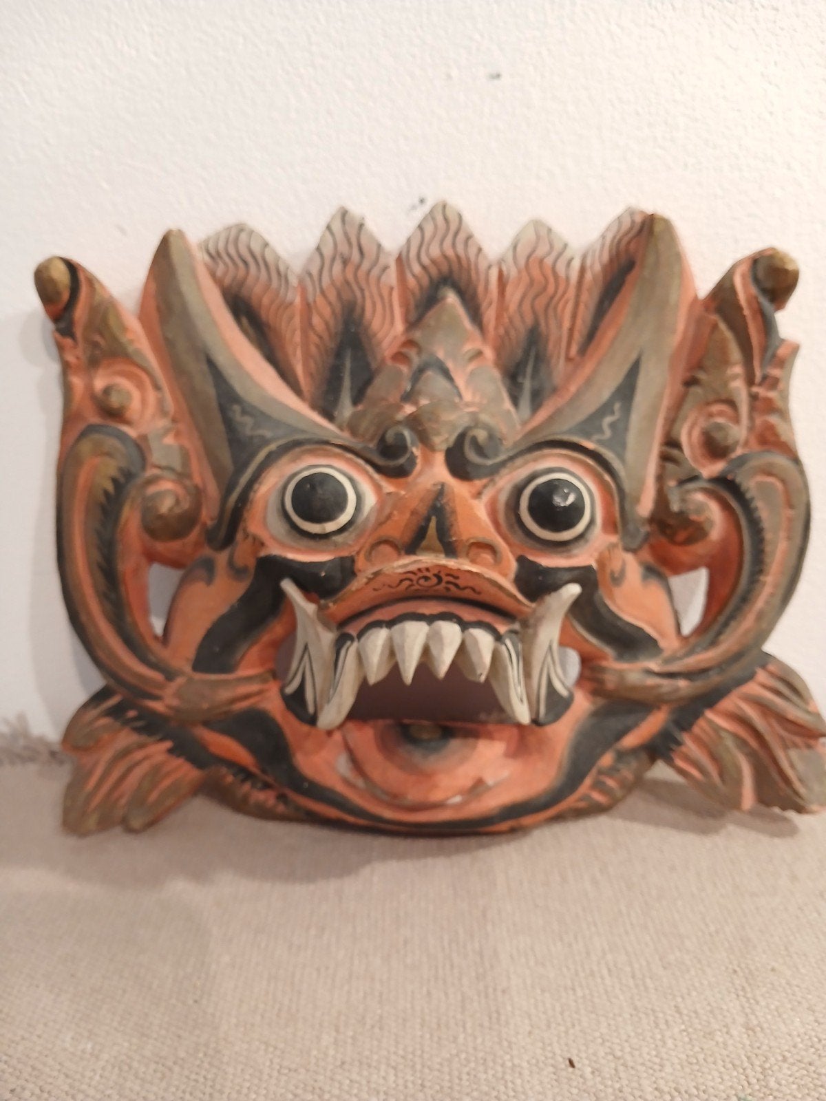 authentique masque fin 19 e bali barong 3 e œil trinestra, Antiquités & Art, Enlèvement ou Envoi