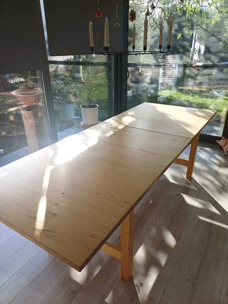 Grote uitrekbare tafel met stoelen, Huis en Inrichting, Ophalen, Gebruikt, 200 cm of meer, 50 tot 100 cm