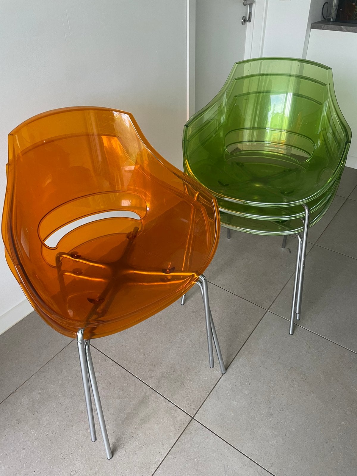 5 retro designstoelen Papatya Opal, Maison & Meubles, Chaises, Utilisé, Cinq, Six Chaises ou plus, Synthétique, Enlèvement