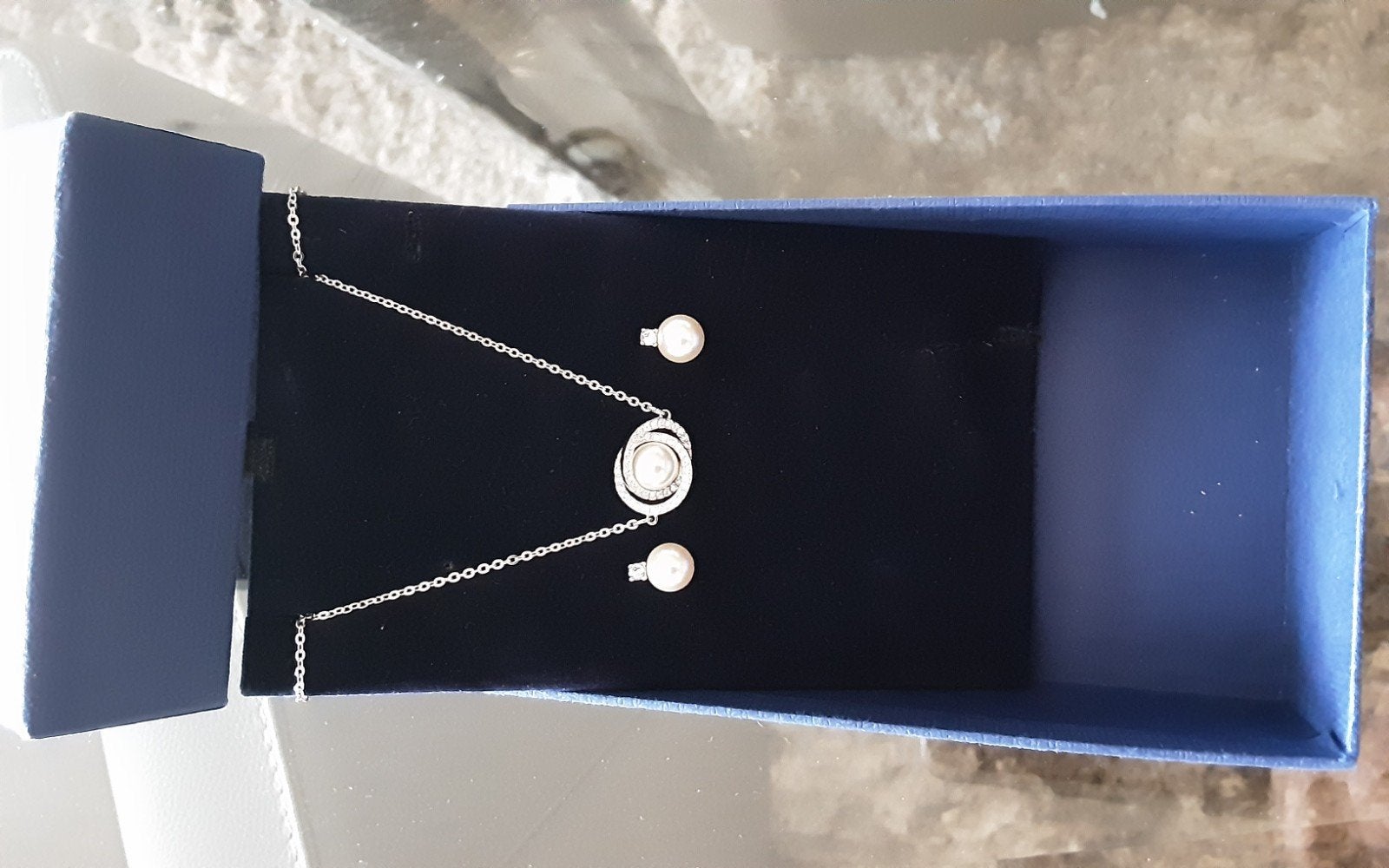swarovski parelsetje hanger & oorringen, Ophalen of Verzenden, Zo goed als nieuw, Zilver