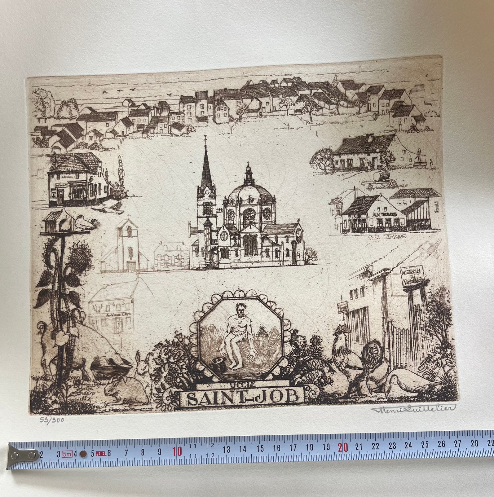 4 gravures etsen Henri Quittelier, Antiek en Kunst, Kunst | Etsen en Gravures, Ophalen of Verzenden