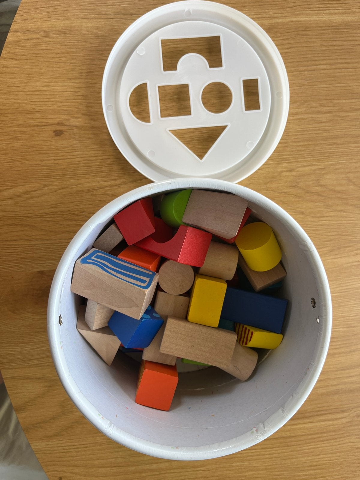 Tonnetje houten bouwblokken, Ophalen of Verzenden, Gebruikt