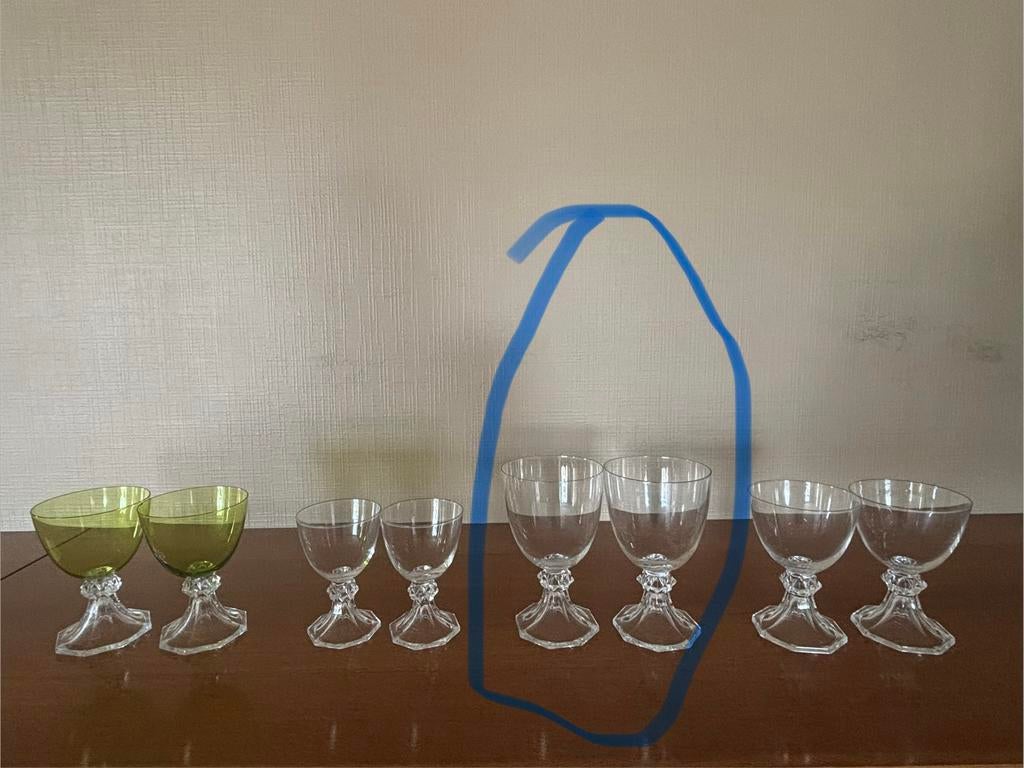Val Saint Lambert - Verres à vin en cristal de Yale, Enlèvement