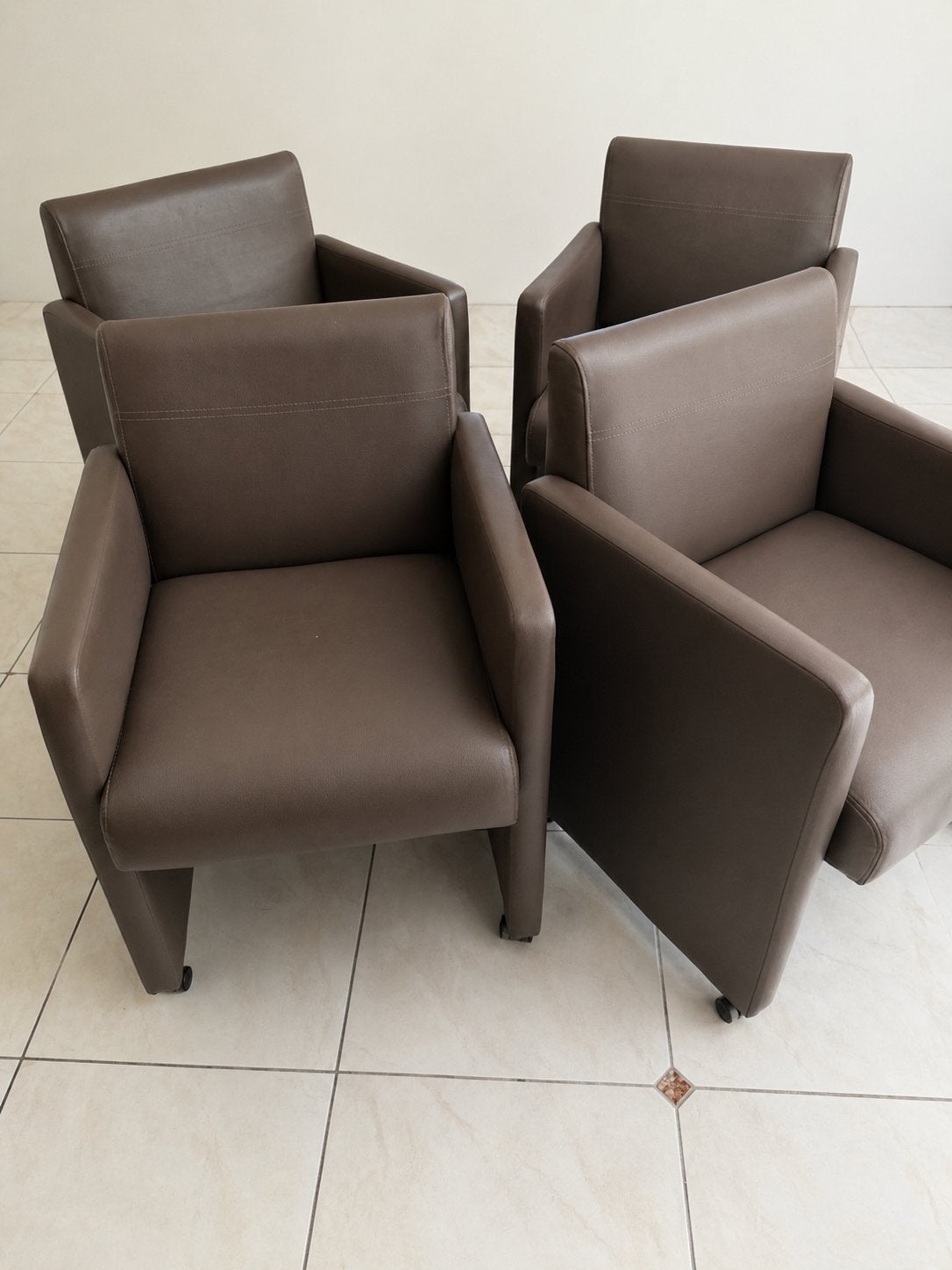 Lederen zeteltjes ,stoelen, Maison & Meubles, Chaises, Autres couleurs, Enlèvement, Utilisé, Quatre