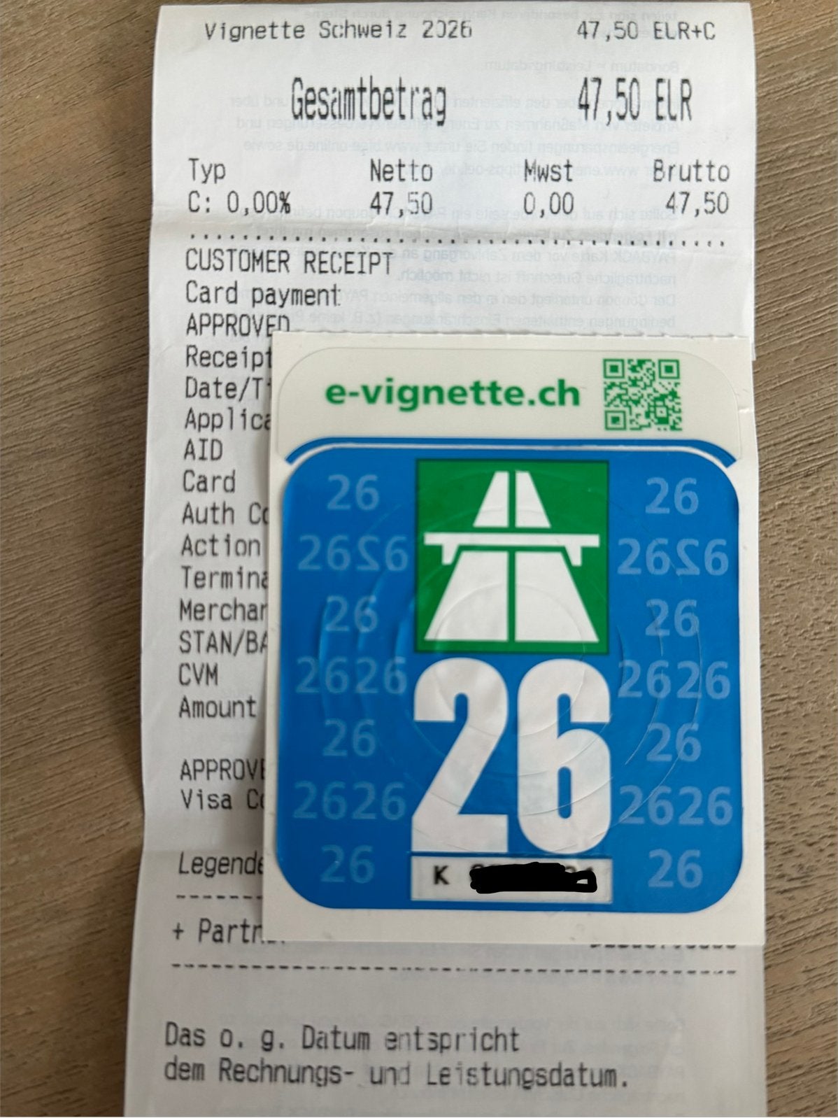 Vignet Zwitserland, Tickets & Billets, Vignettes automobiles