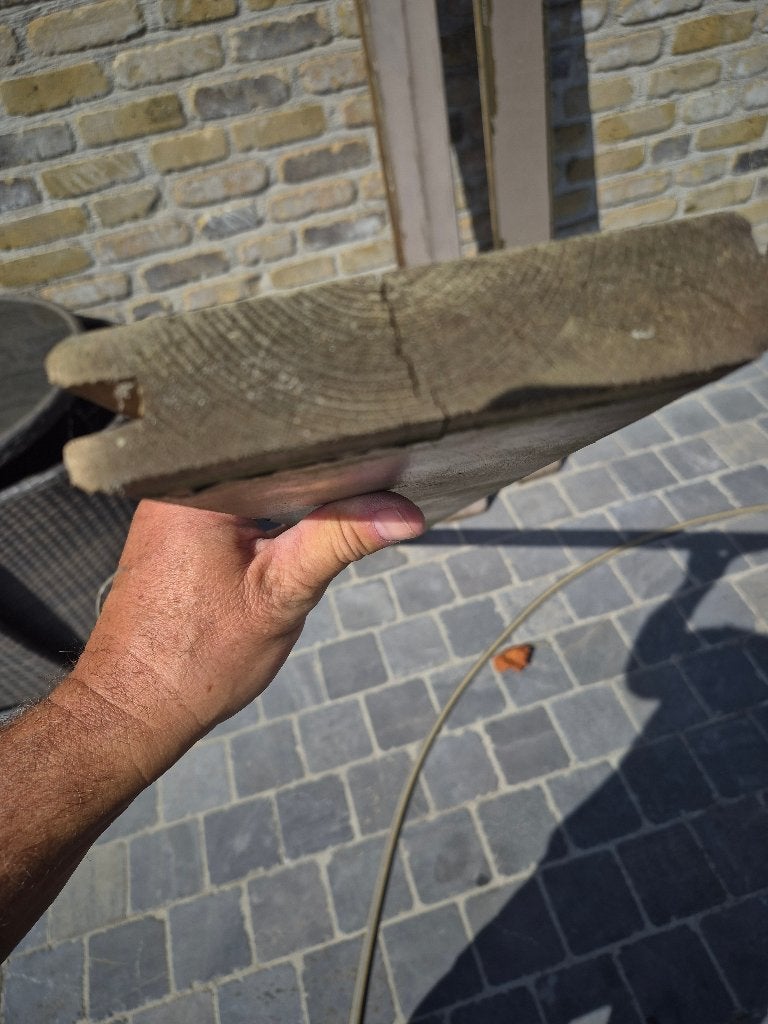 Grenen plank blokhutprofiel, Gebruikt, 25 tot 50 mm, Grenen, Plank