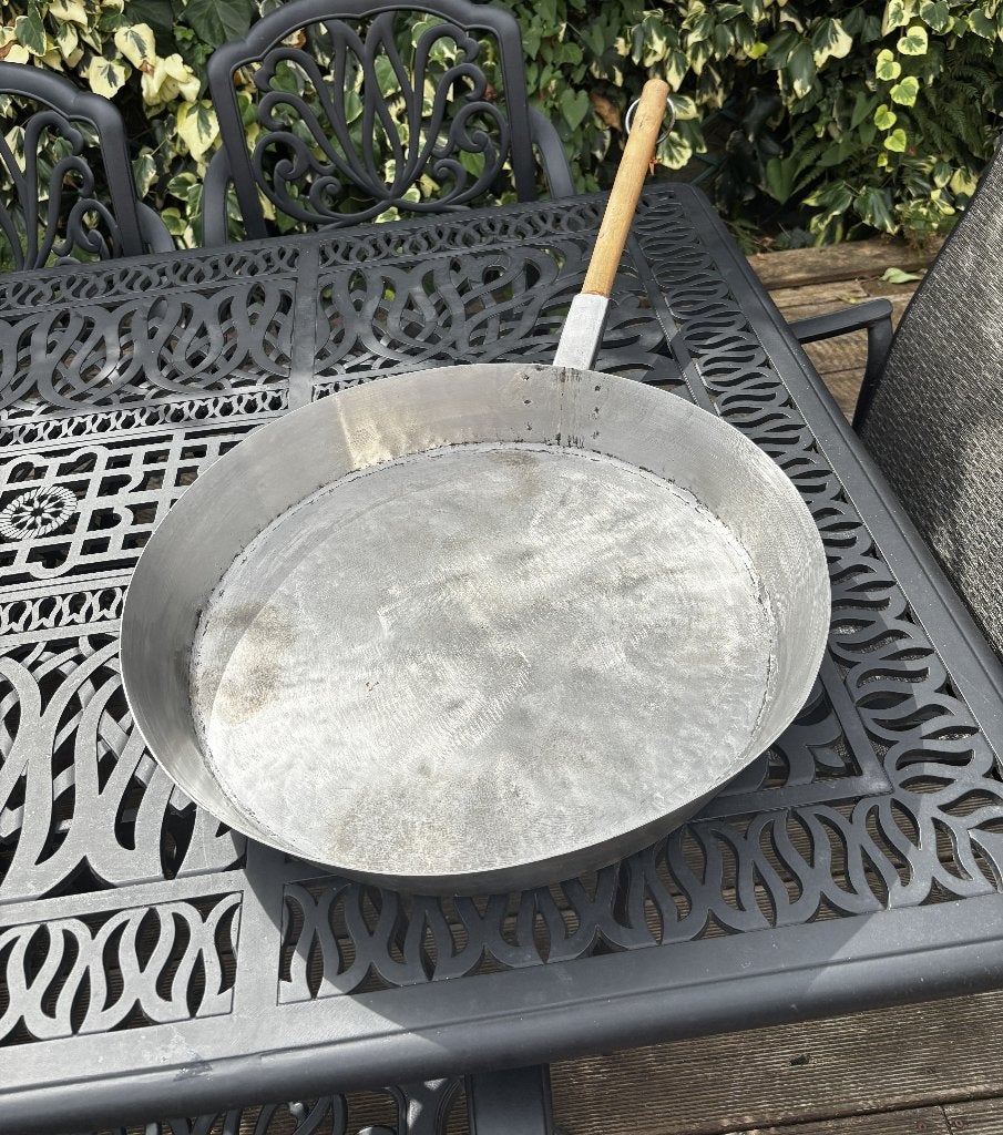 Poêle à paella inox – Fabrication artisanale solide (53 cm), Huis en Inrichting, Keuken | Potten en Pannen, Ophalen, Inox, Gebruikt