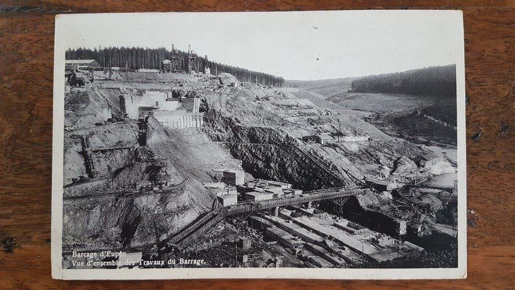 Carte postale Barrage d'Eupen ensemble des travaux, Collections, Enlèvement ou Envoi, 1920 à 1940, Non affranchie, Liège