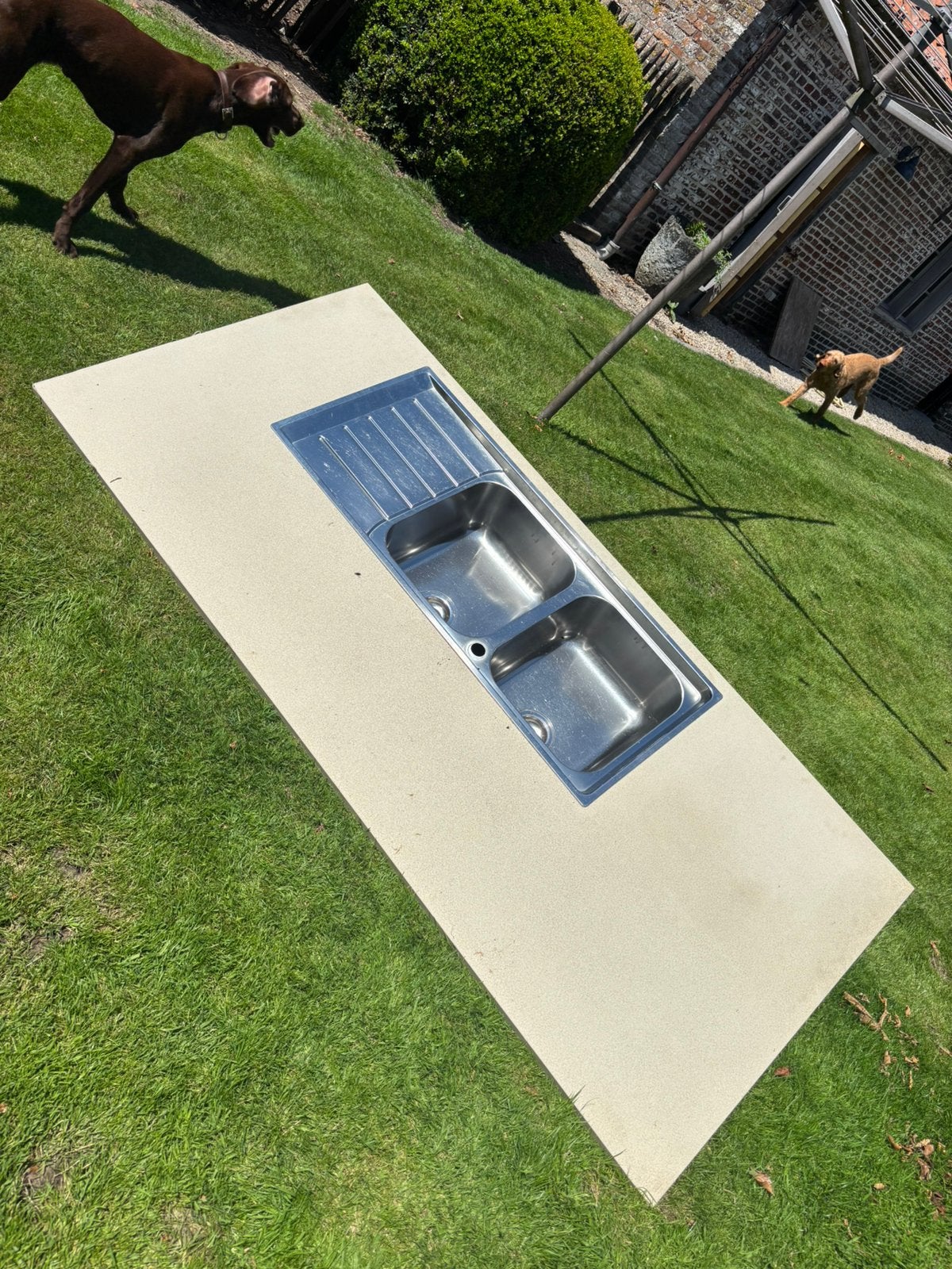 Composiet werkblad beige, Doe-het-zelf en Bouw, Ophalen, Gebruikt, Overige materialen, 20 tot 50 mm