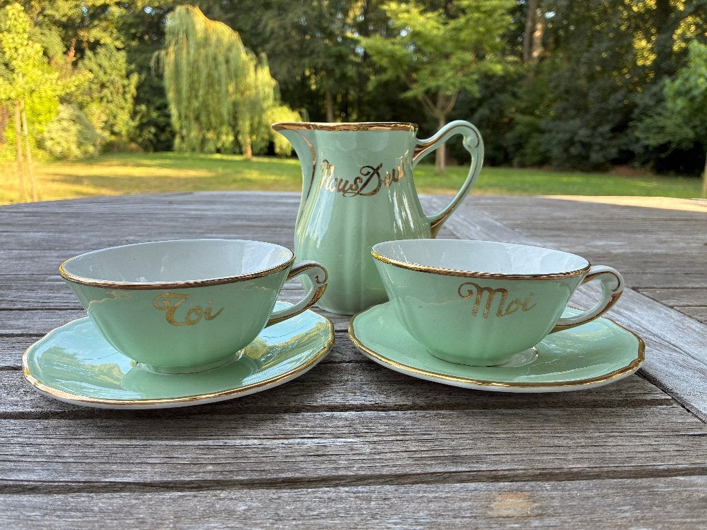 Service à thé ou café vintage porcelaine l'amandinoise, Enlèvement ou Envoi