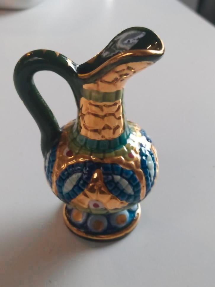 Vintage miniatuur vaasje, goud beschilderd, Antiek en Kunst, Ophalen of Verzenden