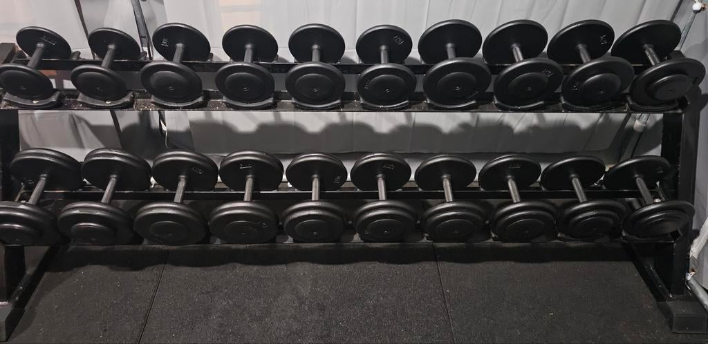 Complete set sportschool dumbells totaal 300kg met rack, Sports & Fitness, Équipement de fitness, Enlèvement