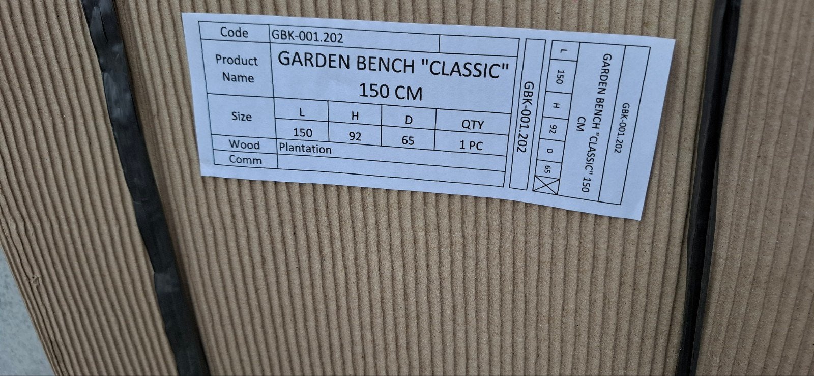 Banc de jardin 150 cm neuf en boîte, Jardin & Terrasse, Enlèvement, Neuf, Bois
