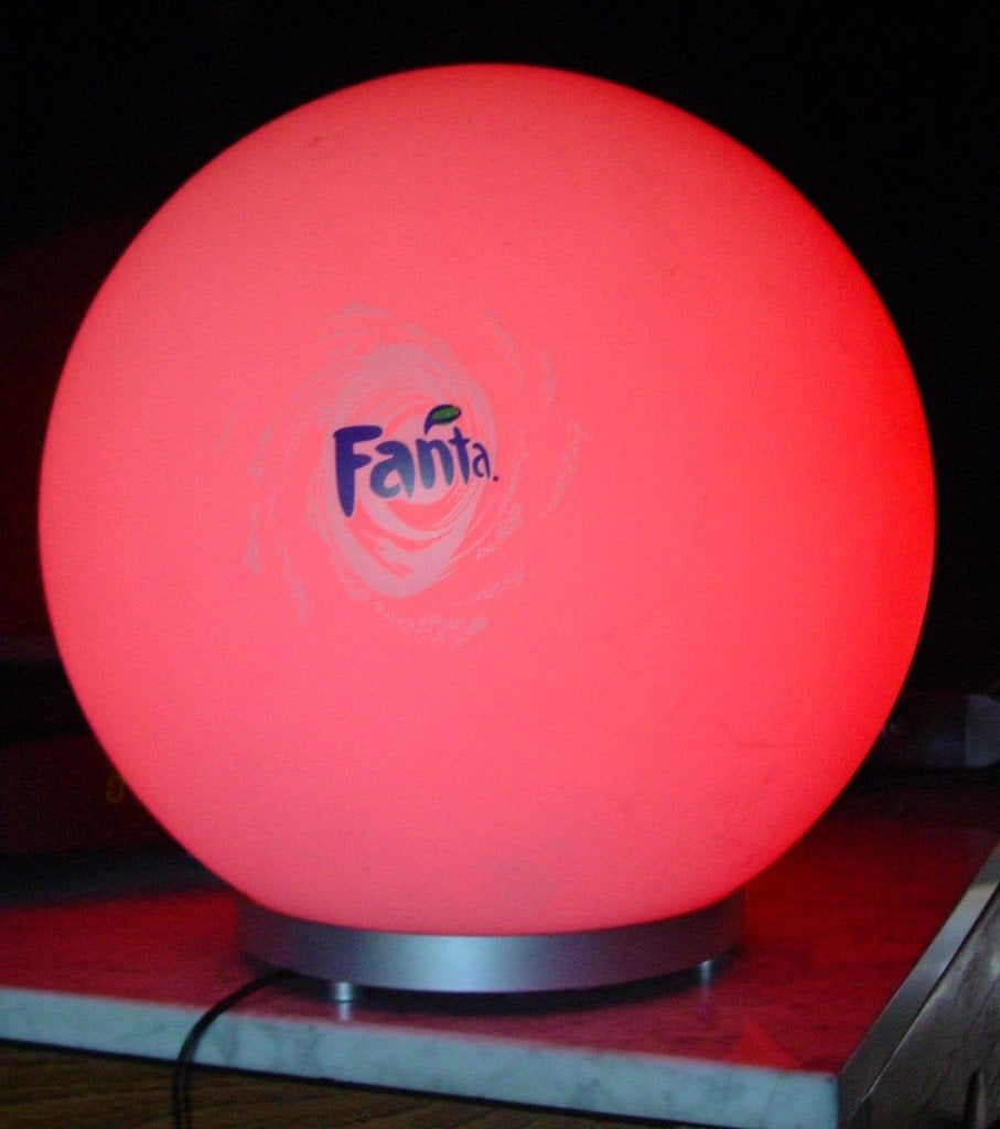 FANTA LICHT REKLAME BOL -GLAS-, Verzamelen, Ophalen of Verzenden
