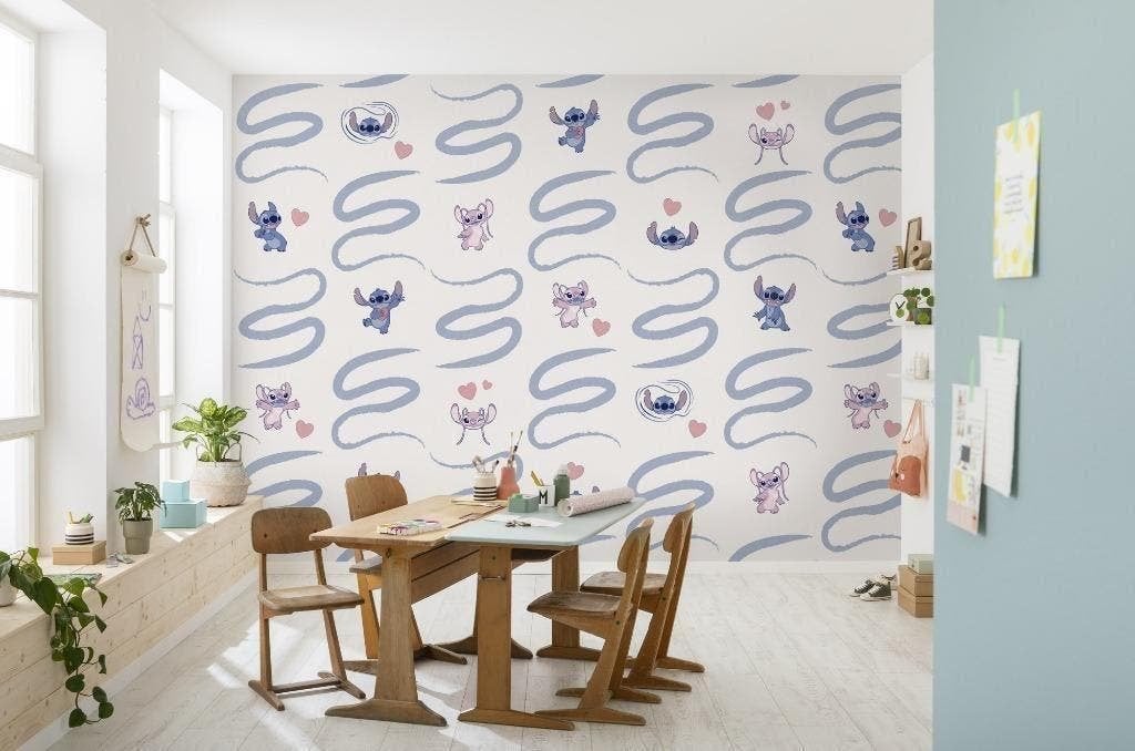 Stitch en Angel Vlies Behang - 300x250 - Gratis Verzending, Verzenden, Nieuw, Wanddecoratie