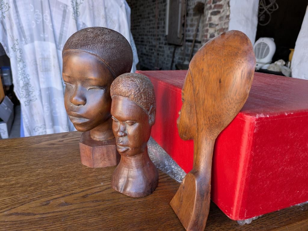Congolese beeldjes, Antiek en Kunst, Kunst | Beelden en Houtsnijwerken, Ophalen, Hout