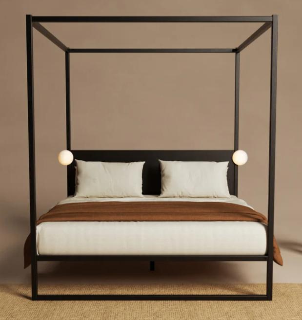 Lit 2 places baldaquin, Maison & Meubles, Chambre à coucher | Lits, Utilisé, Deux personnes, 140 cm, 200 cm, Métal, Noir, Enlèvement