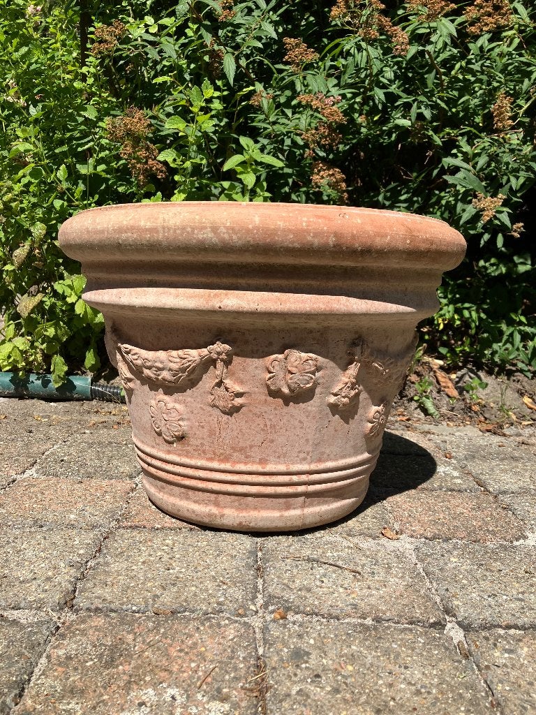 Toscaanse terracotta bloempot, Tuin en Terras, Ophalen, Rond, Terracotta, Binnen