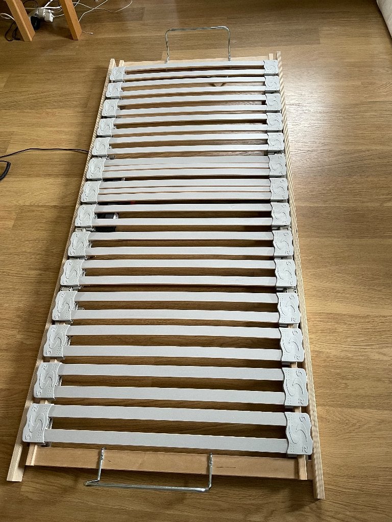 2 Elektrisch verstelbare lattenbodems, Ophalen, Gebruikt, 90 cm, Eenpersoons