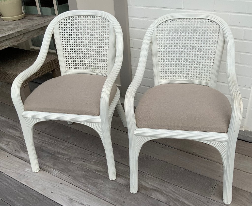 Stoelen Rotan, Huis en Inrichting, Stoelen, Ophalen, Gebruikt, Twee, Wit