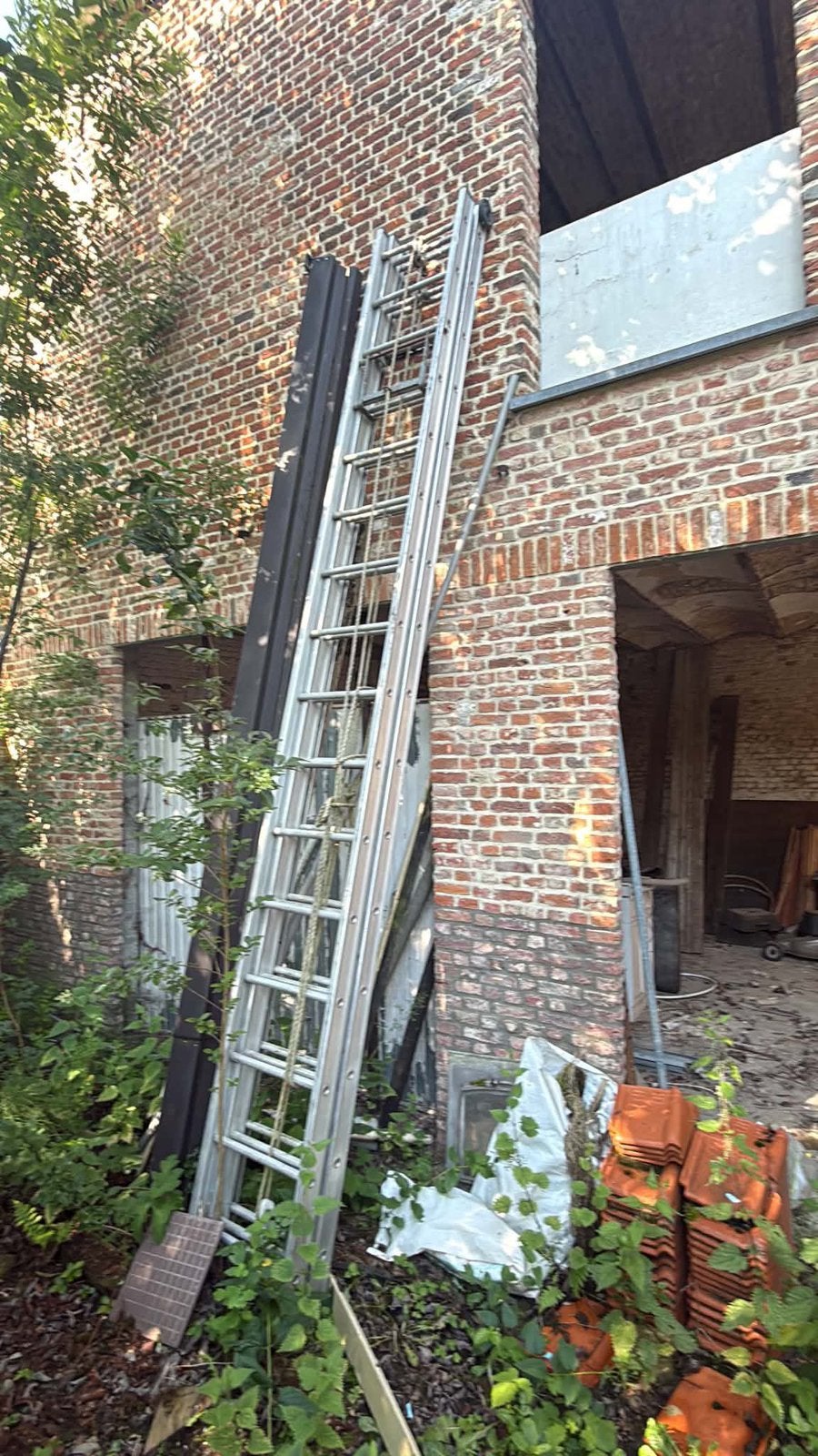 Proffesionele aluminium touwladder, Ophalen