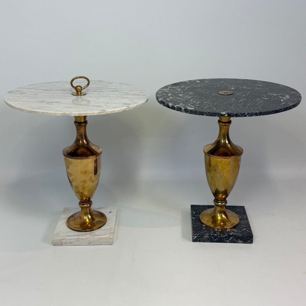 2 tables d'appoint en marbre de style HR de la Maison Jansen, 45 cm, Ensemble, Enlèvement ou Envoi, Table