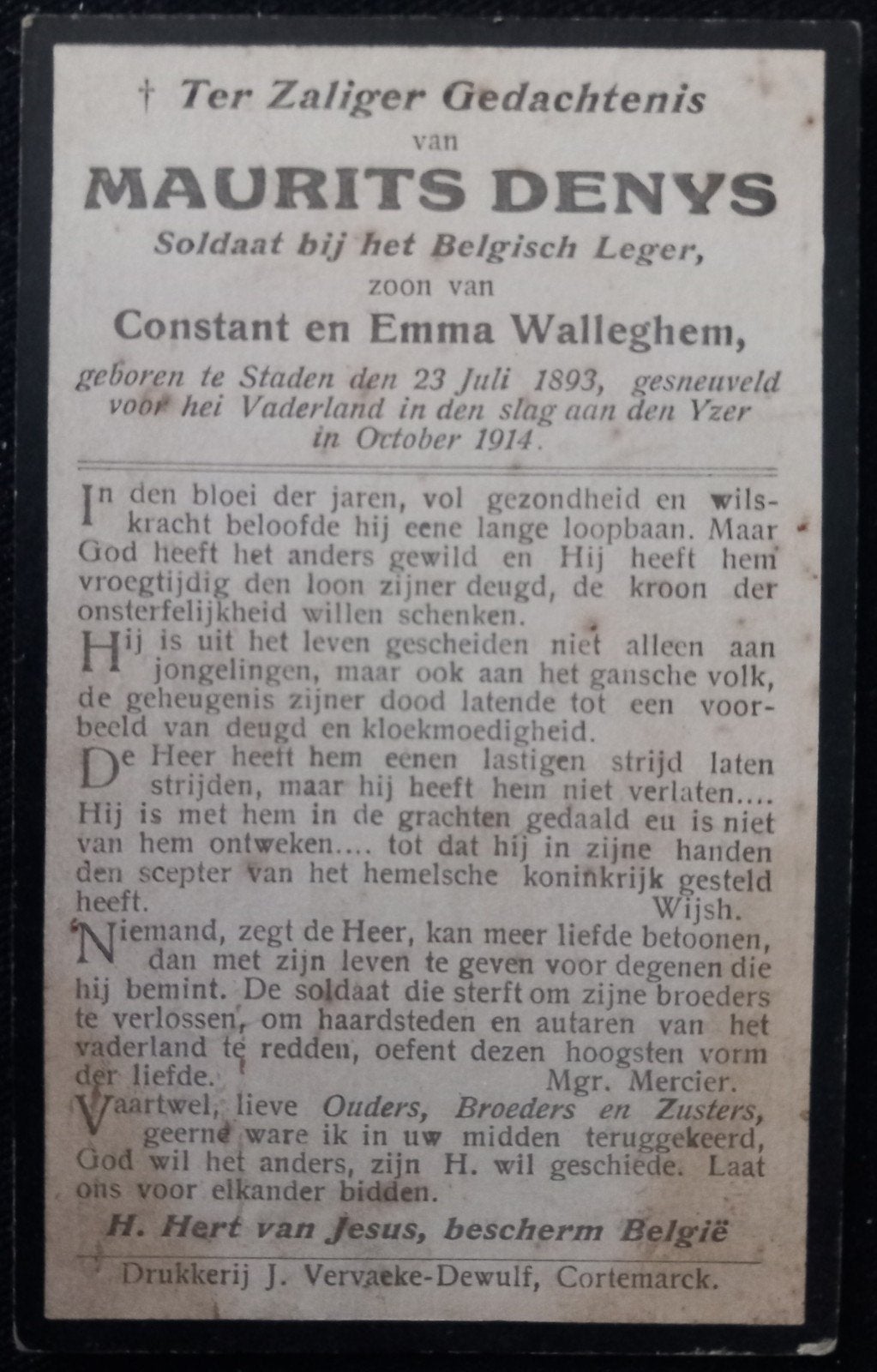 Bidprent WO1, Verzamelen, Ophalen of Verzenden