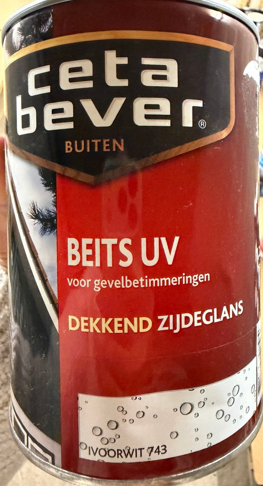 Cetabever dekkende beits ivoorwit 1,25liter, Doe-het-zelf en Bouw, Hout en Planken, Ophalen of Verzenden, Nieuw