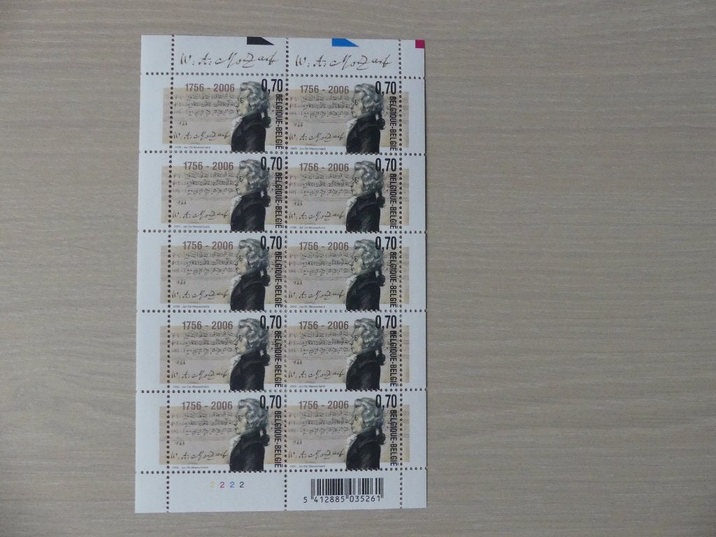 2006: Feuillet de 10x timbre 3470 :  Musique "Mozart", Neuf, Non oblitéré, Enlèvement ou Envoi, Musique