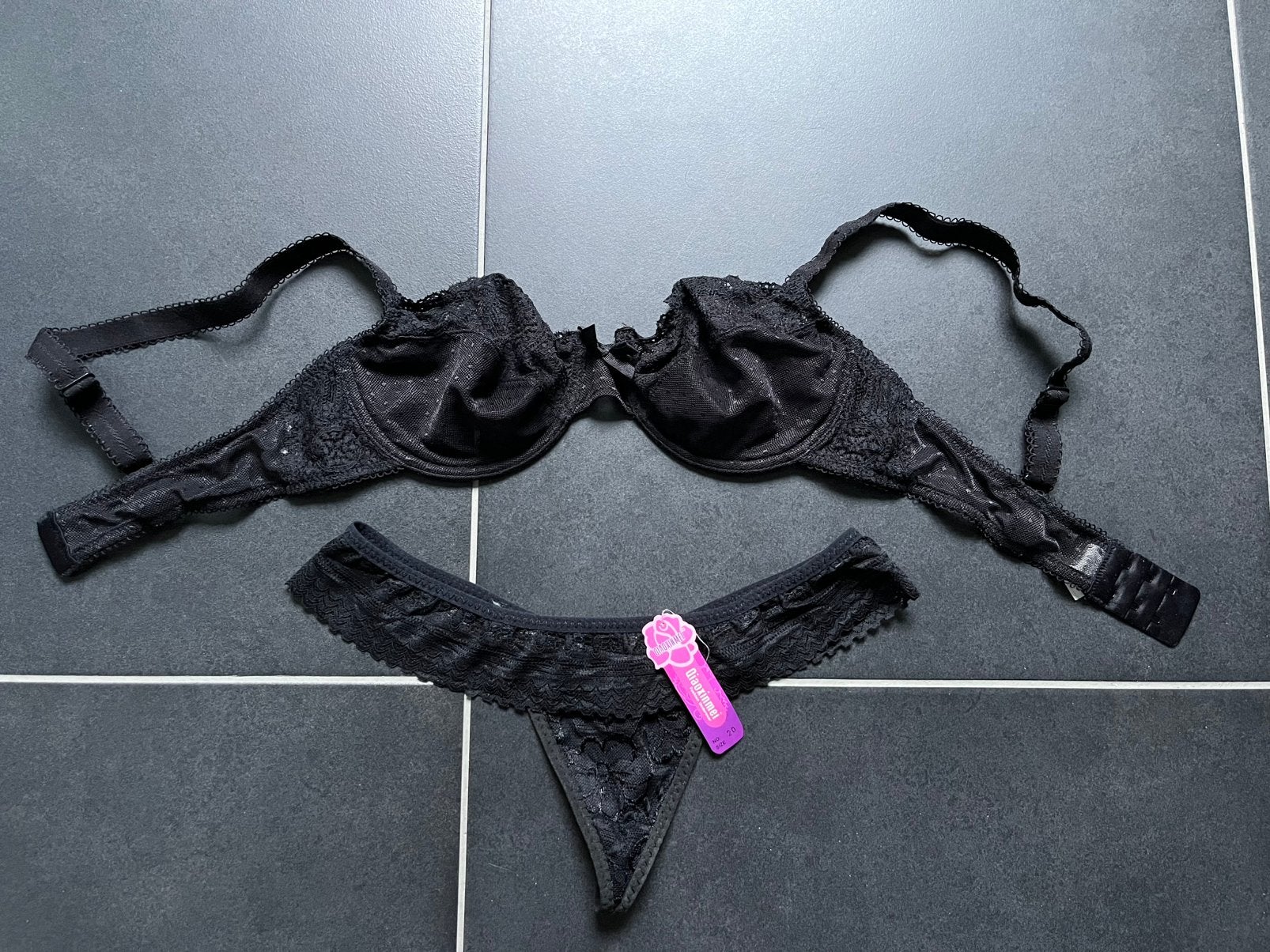 Set BH 75C & string S, Kleding | Dames, Ondergoed en Lingerie, Verzenden, Zwart, Setje
