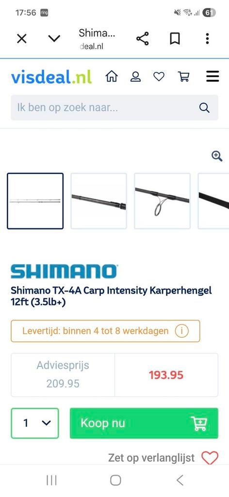 Shimano tx 4 12ft 3.5lb, Ophalen of Verzenden