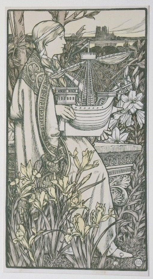 Adolphe Giraldon litho "Allegorie", 1898, l'Estampe Moderne, Antiquités & Art, Art | Lithographies & Sérigraphies, Estampillé