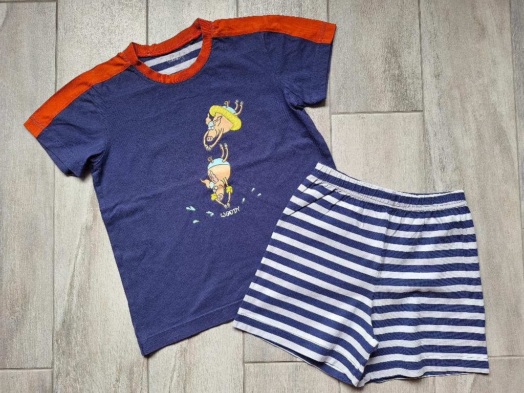 ★ M116 - Woody zomerpyjama thema varken, Kinderen en Baby's, Kinderkleding | Maat 116, Nacht- of Onderkleding, Gebruikt, Ophalen of Verzenden