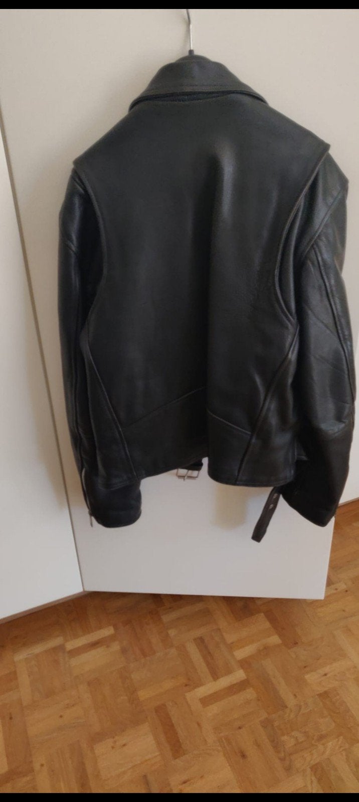 Motorjas zwart dik leder, maat 42, Panther retro model., Motoren, Panther, Jas | leer, Tweedehands, Heren