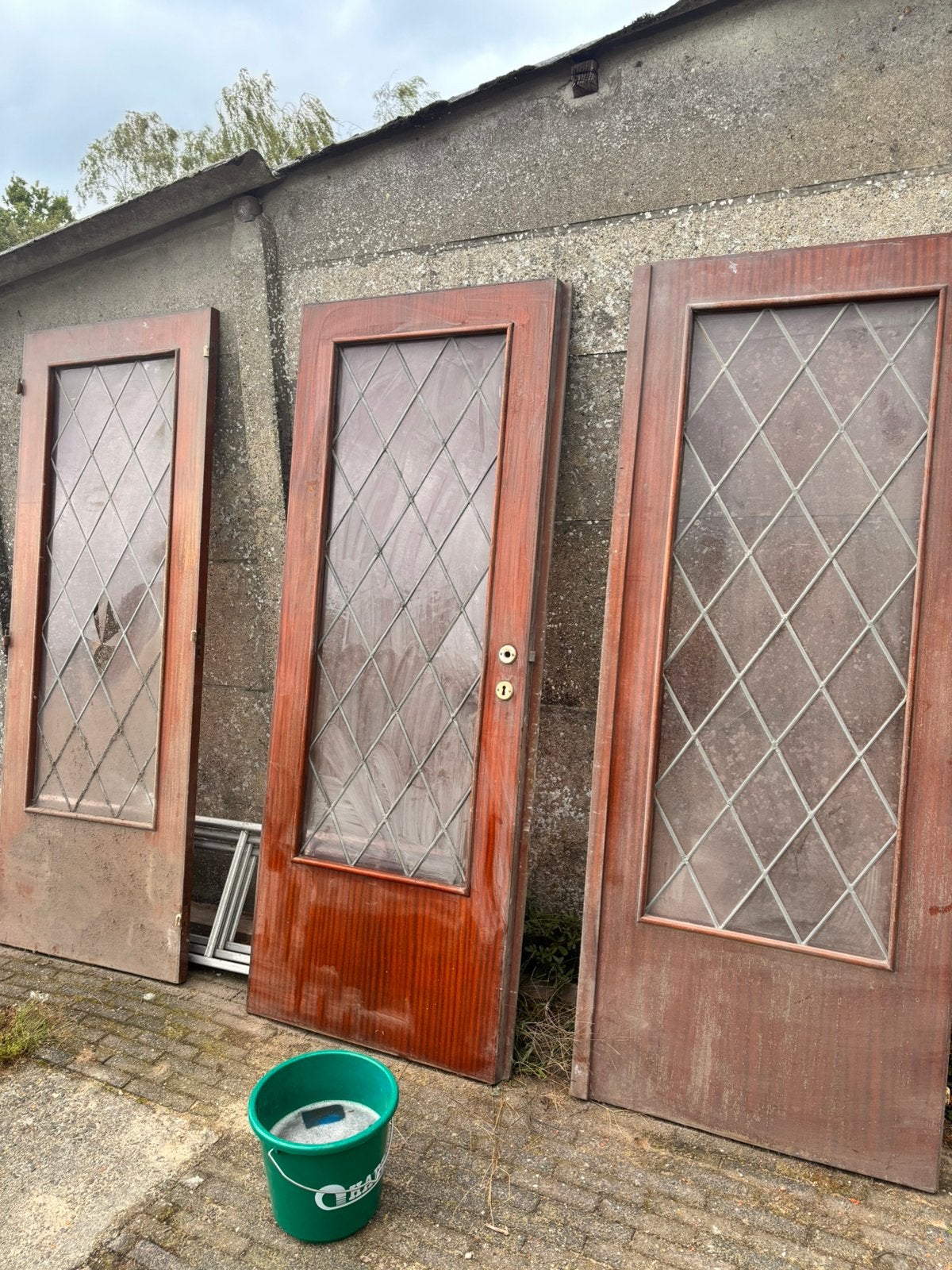 Unieke ensuite deuren glas in lood jaren 60, Ophalen, Zo goed als nieuw
