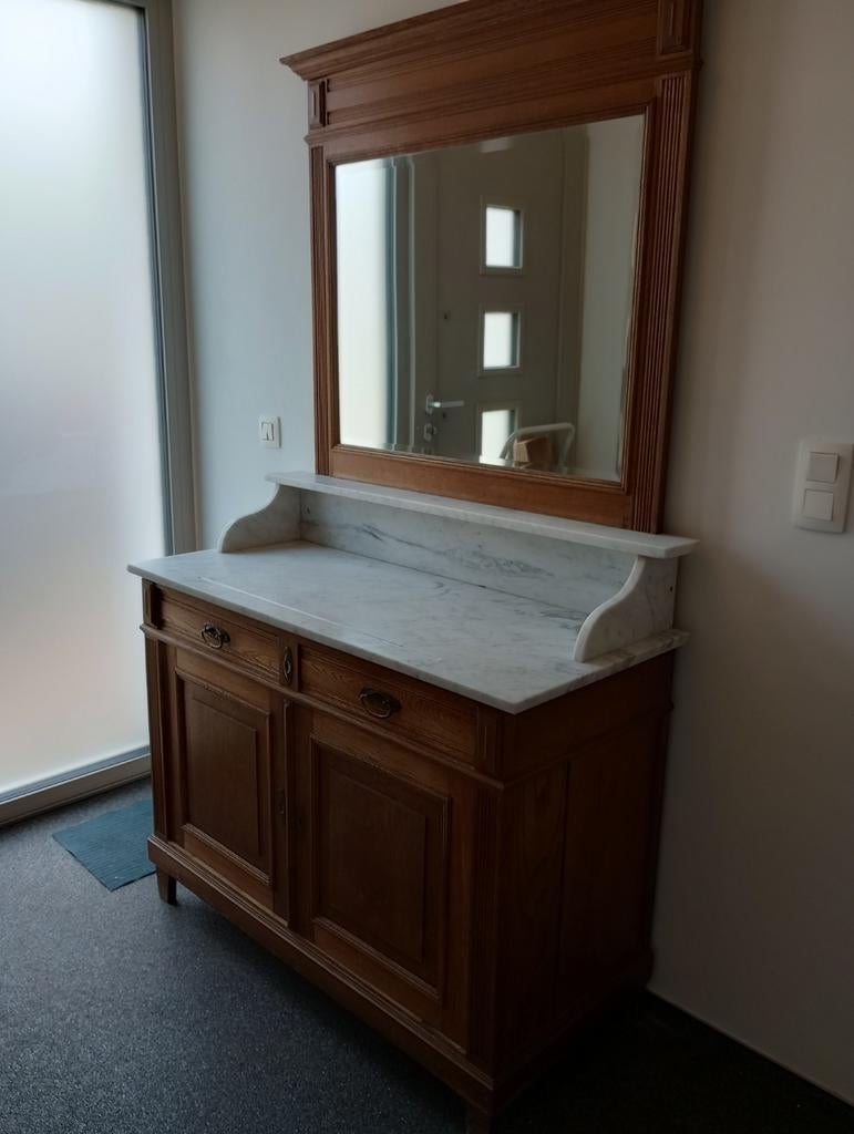 Belle commode ancienne avec miroir et dessus en marbre,, Enlèvement