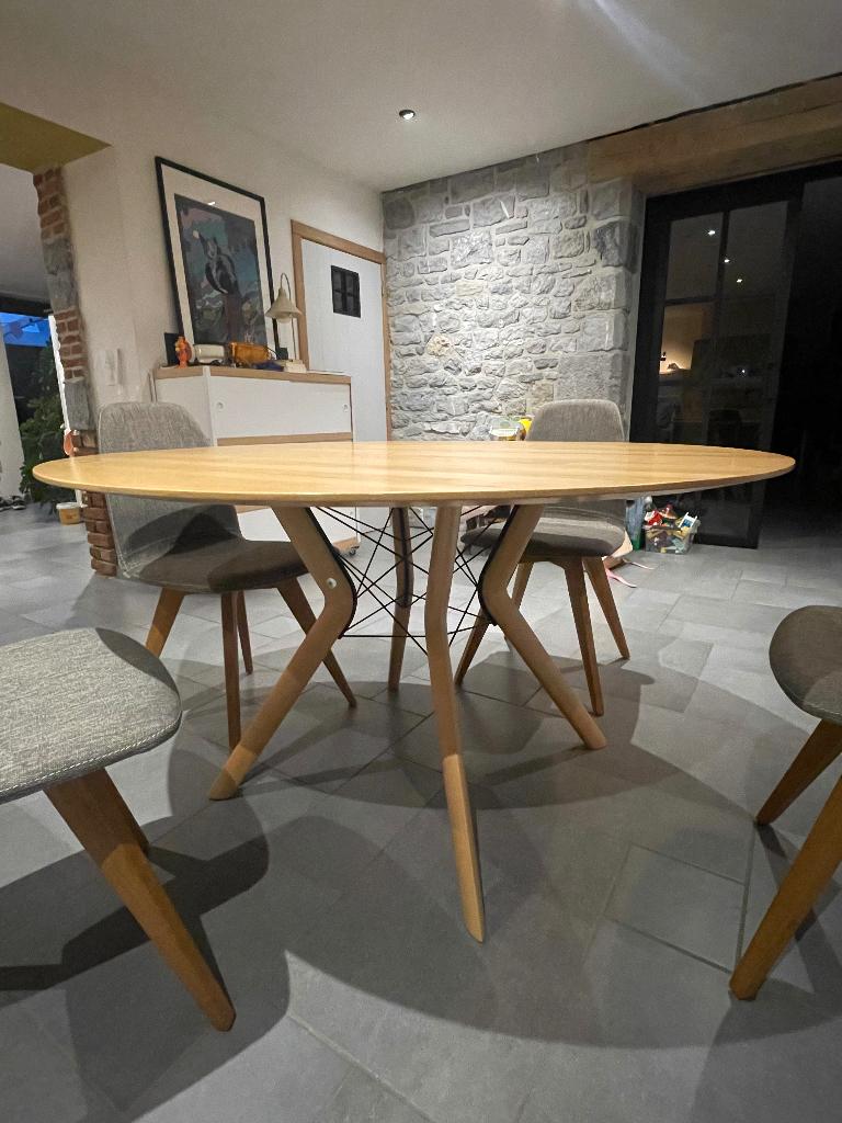 Mobitec Éclipse table ronde chêne 136cm, Enlèvement, Utilisé