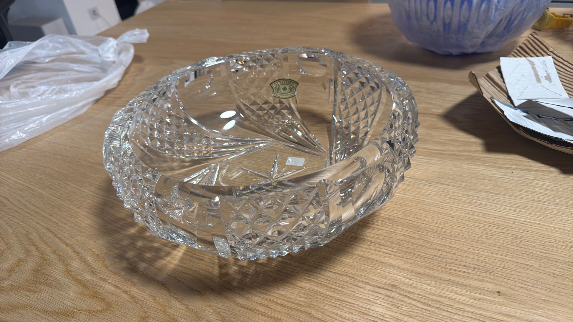 Grote Val Saint Lambert kristal 30 cm – origineel label, Antiek en Kunst, Ophalen