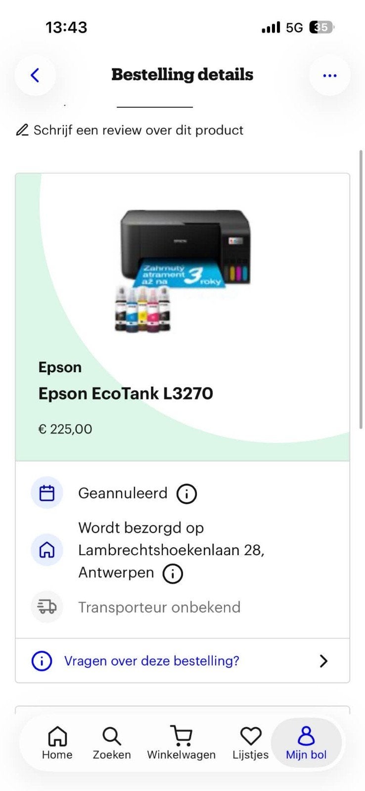 Epson EcoTank L3270 printer, Ophalen, Printer